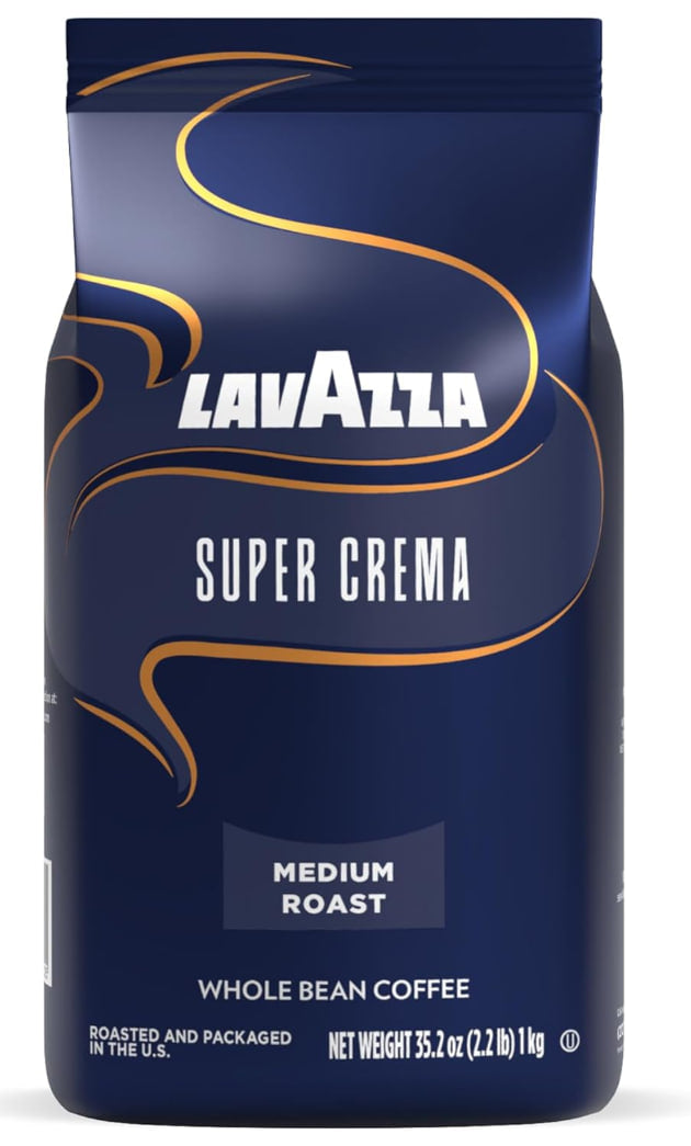 Lavazza Super Crema Whole Bean Espresso Coffee, 2.2-Pound, Vacuum-Sealed