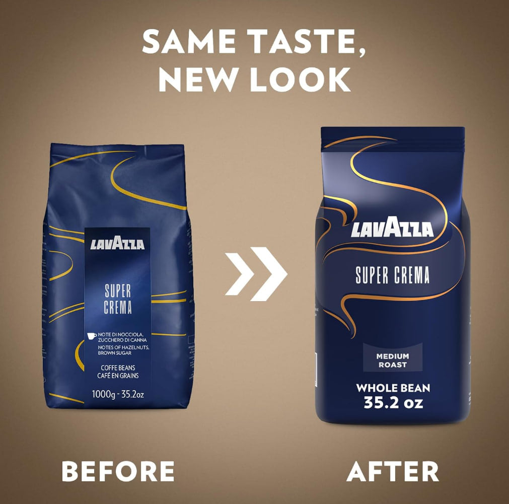 Lavazza Super Crema Whole Bean Espresso Coffee, 2.2-Pound, Vacuum-Sealed