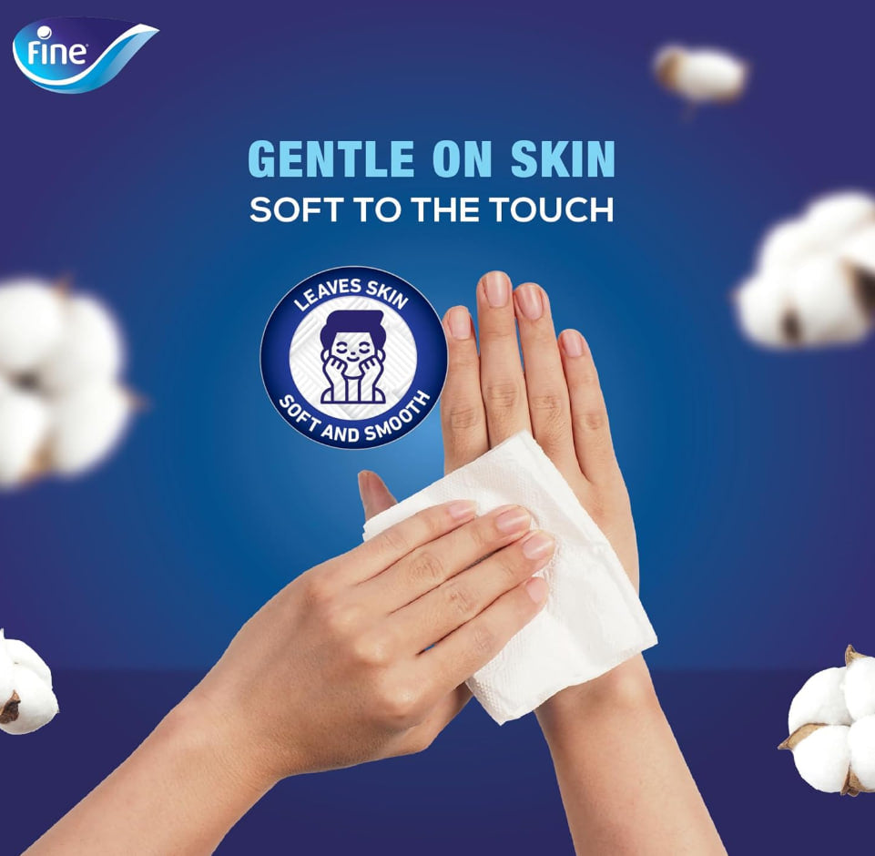 Fine Facial Tissues, Pack of 6 Boxes, 100 Tissues x 2 Ply Per Box