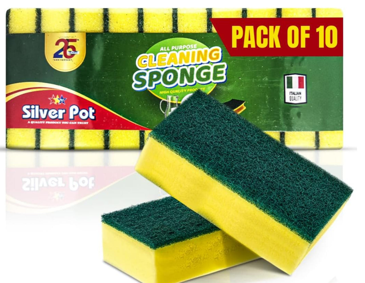 Kitchen Cleaning Sponges - 10 Pcs Set, 12cm Dual-Use Cleaning Sponges